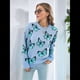 thumbnail image 4 of Suéteres de Punto con Estampado de Mariposas para Mujer, Informales, de Larga y Cuello Redondo Azul S, 4 of 10