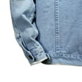 thumbnail image 4 of Olyvenn Mens Denim Jacket Ripped Slim Jean Jacket Coat for Men Trendy Long Sleeve Button Down Regular Fit Coats Light Blue 12, 4 of 5