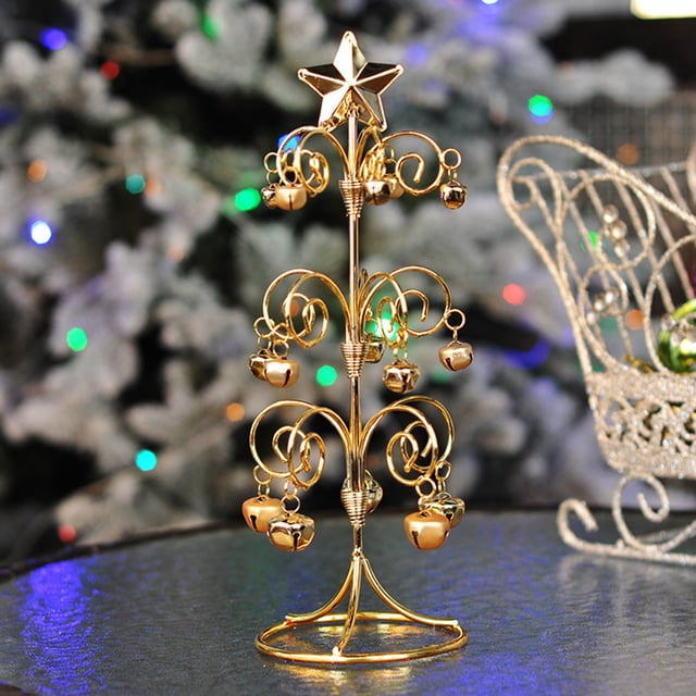 Dvkptbk Tabletop Metal Christmas Tree Wrought Iron Ornament Display Stand Christmas Ornament 11 Inch Desktop Decorations Mini Xmas Tree