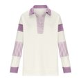 thumbnail image 6 of RYDCOT Women's Oversized Sweatshirt Lapel Collared V Neck Shirts Pullover Color Block Striped Long Sleeve Tops Fall Outfits Clothes Sale or Clearance, 6 of 6