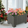 thumbnail image 5 of Gymax 2 Pack Rectangular Planter Box Weather-resistant HDPE Flower Pot w/ Drainage Gaps Grey, 5 of 10