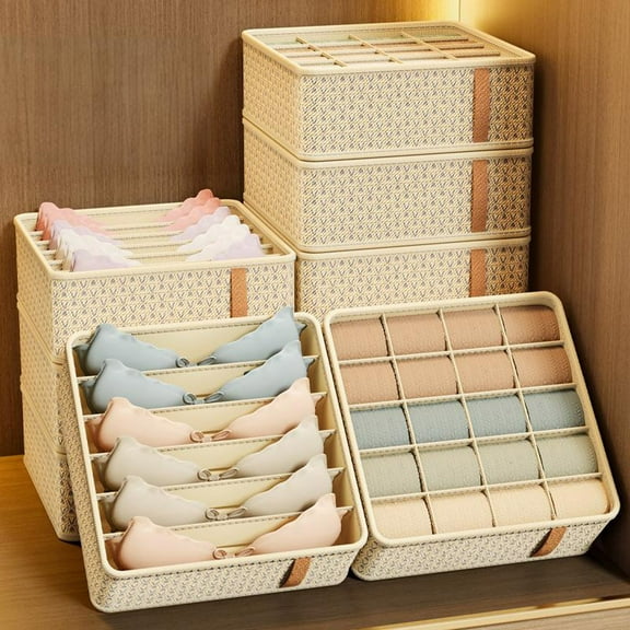 Drawer Style Multifunctional Underwear and Sock Storage Box, Fabric Drawer Organizer, Foldable Design, for Closet, Bedroom, and Dresser Organization, Beige, by FAJHHA