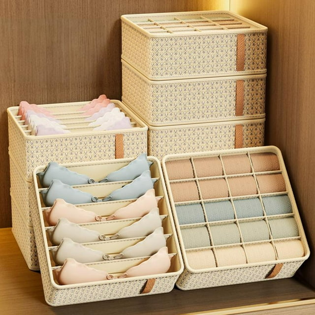 Iumwxz Organizers and Storage Beige Drawer Style Multifunctional Underwear and Sock Storage Box Dresser Shelf Cabinet Yellow Non-Woven Fabric Online Shopping