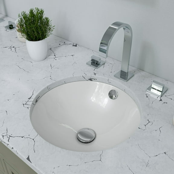 ALFI brand ABC601 White 17" Round Undermount Ceramic Sink