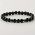 thumbnail image 4 of RSAMD 8MM Owl Buddha Beaded Natural Lava Stone Gold Silver Charm Fashion Men Bracelets-224, 4 of 5