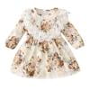 

Girls Size 6 Easter Dress Toddler Kids Girls Lace Floral Prints Long Sleeves Princess Dress Girl Dress Bag