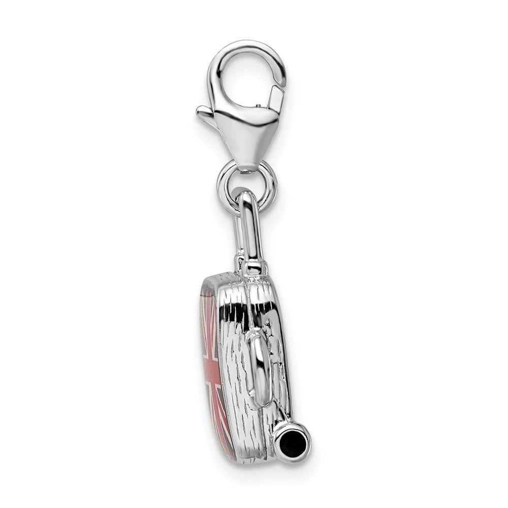 Jewelry Stores Network Sterling Silver Enameled British Flag Suitcase Lobster Clasp Charm