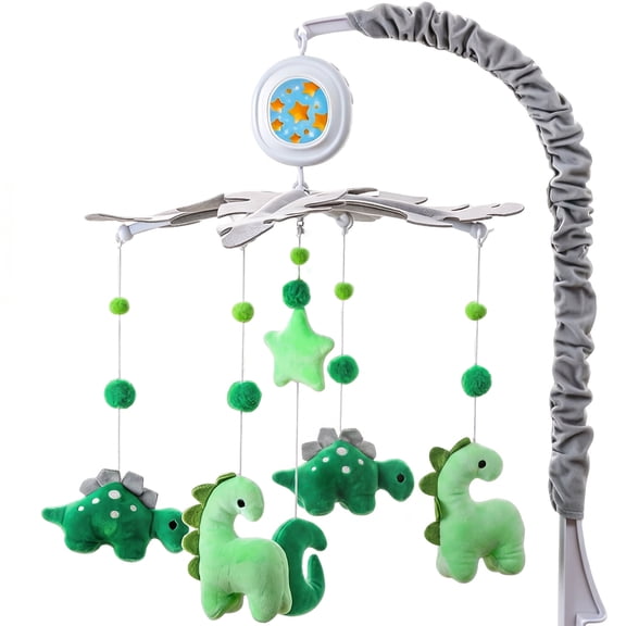 Dinosaur Baby Crib Mobile for Boys & Girls with Music Box (100  Lullabies), Rotating Plush Crib Toys for Newborns, Infant, Baby Shower Gift