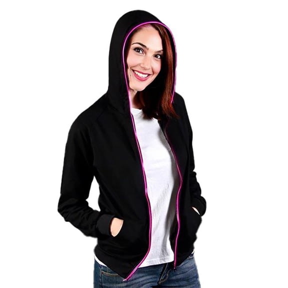 Blinkee ELZUHAA-PKM Electro Luminescent Zip Up Hoodie, Pink - Medium
