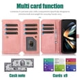 thumbnail image 3 of Dteck for Samsung Galaxy Z Fold3 Crossbody Wallet Case with Card Holder Zipper Pocket Lanyard Shoulder Strap, PU Leather Shockproof Protective Flip Cover for Galaxy Z Fold3 5G,Pink, 3 of 9
