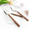 thumbnail image 7 of Western Cutlery Set Stainless Steel Imitation Wood Handle Dinnerware 1/2/3/4/6 Tableware Set Knife Fork Spoon Silverware Set (BrownGold,3 Set), 7 of 7