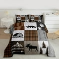 thumbnail image 2 of Manfei Woodland Moose Deer Full Size Comforter Sets, Brown Gray Black Checkered Bedding Comforter Set, Vintage Lodge Cabin Bedding Sets, Breathable Home Decor, 2 of 8