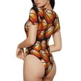 thumbnail image 3 of Daiia Vintage Basketball print Women's Crew Neck Short Sleeve Bodysuit Fashion Tops Fit Casual Basic Extender Bodysuit-Large, 3 of 9