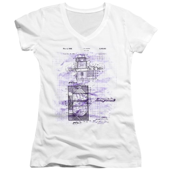 Easy Bake Oven Easy Bake Patent Junior Women's V-Neck T-Shirt White