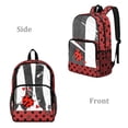 thumbnail image 2 of ZIATUBLES Heavy Duty Clear Backpack 17 Inch, Ladybug Hearts Polka Dot Print Fabric & PVC Transparent Bag, One Pocket See Through Bookbag for School College Security, 2 of 7