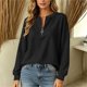 thumbnail image 5 of Neewe Women's Plain Long Sleeve Top Fall 1/4 Zipper Tops Loose Ladies Casual Fashionable Top Pullover, 5 of 7