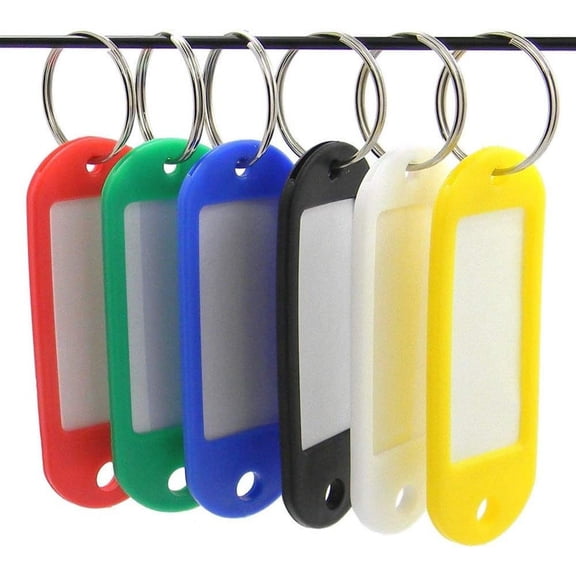 Assorted Colorful Plastic Key ID Tag Ring Keyring Keychain with Label Window Pack of 50 (Color 1)