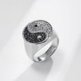 thumbnail image 3 of PAURO Men's Stainless Steel Yin Yang Tai Chi Gossip Ring with Silver & Black Cubic Zirconia for Cocktail Party Silver Size 10, 3 of 5