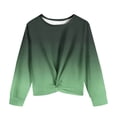thumbnail image 6 of YLSDY Fashion Girls Casual Twist Front Lightweight Sweatshirt Gradient Tie Dye Printed Long Sleeve Crop Tops Pullover Green 7 Years, 6 of 6