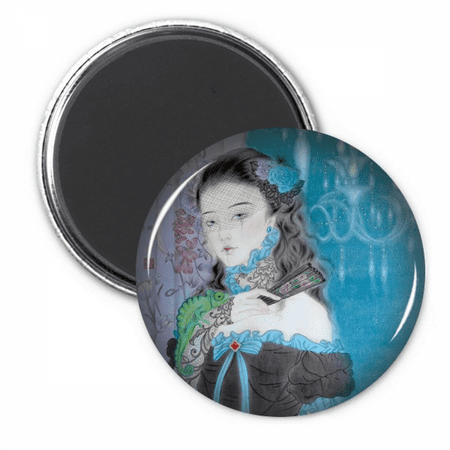

Blue Classical Girl Chinese Style Watercolor Refrigerator Magnet Sticker Decoration Badge