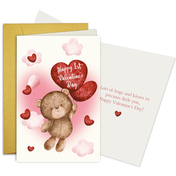 Tarjeta de San Valentín Oamiolek Cute Bear Baby 1st Year