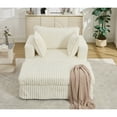 thumbnail image 5 of CKEASEAN 47.7'' Oversized Corduroy Chaise Lounge Chair indoor with Ottoman, Deep Seat Recliner Sofa, Soft Upholstered Reading Armchair with Pillows, Comfy Sleeper Chair for Living Room, Office, 5 of 9
