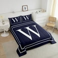 thumbnail image 4 of Erosebridal Initial W Letter Comforter Sets Full Size, Navy Down Comforter, Chic Monogrammed Reversible Duvet Insert, Ultra Soft Bedroom Decoration, 3-Piece, 4 of 8