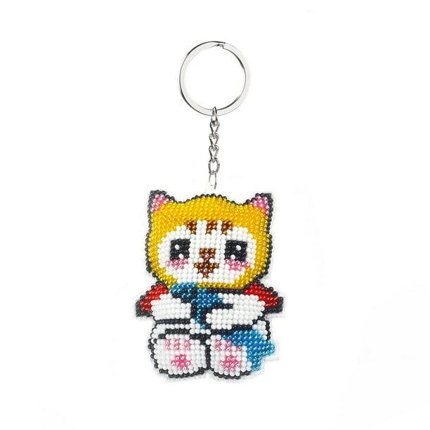 Bordado Impreso Full Bead Llavero Cat Cross Stitch Kits Art (Y083) (5.5x7cm) Hugtrwg Para estrenar