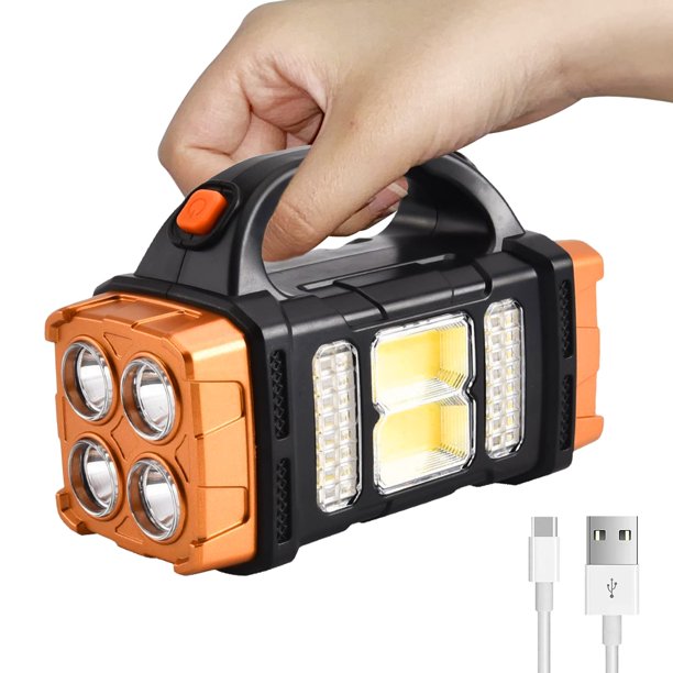 Linterna solar portátil de dos lados con luz lateral COB, alta luminosidad