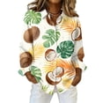 thumbnail image 2 of Hawaiian Shirts for Women Plus Size: Cool Summer Luau Shirt Hawaii Tropical V Neck Button up Tops White M, 2 of 5