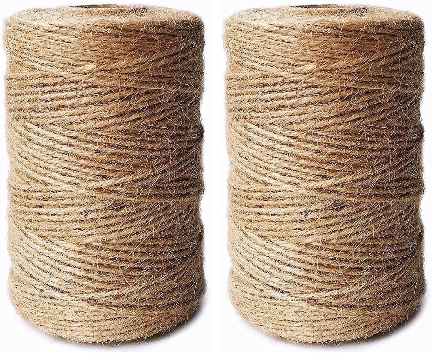 500FT Jute Twine 2mm 3-Ply – Natural Thin String For Craft, Gardening & Gift Wrapping