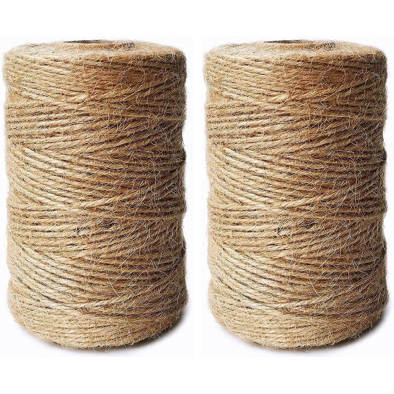 FUFACL Natural Jute Twine, 3 Ply 2mm Arts and Crafts Jute Rope Heavy Duty Packing String for Gifts, DIY Crafts, Bundling, Decoration, Gardening and Recycling
