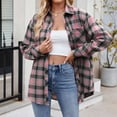 thumbnail image 4 of Huesdet Womens and Girls Long Sleeve Casual Button up Plaid Shirts Pink,XXL, 4 of 9