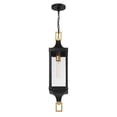 thumbnail image 4 of Glendale 1-Light Outdoor Hanging Lantern in Matte Black and Weathered Brushed Brass, 4 of 5
