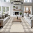 thumbnail image 4 of Grey Plaid Washable Living Room Rugs 5'x7', Retro Country Grey Plaid Linen Texture Low Pile Throw Large Area Rugs Non-Slip Sturdy Edge Binding Carpet for Dining Room Bedside Kitchen, 4 of 9