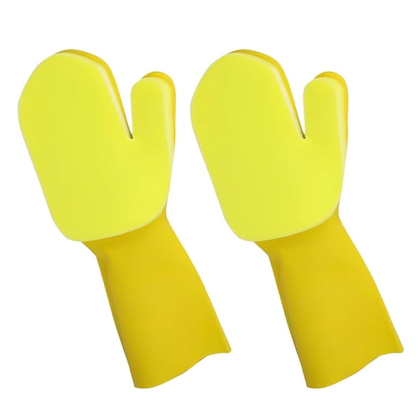 Limpieza Mano Derecha Látex Multifuncional Hogar Reutilizable Con Esponja Almohadilla De Palma Para Plato Lavado De Coches Hogar Cocina Jardín Oficina 2 Uds Guante Yuarrent HA025821-02