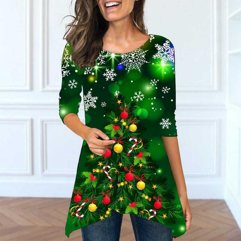 Tunics Tops for Women Dressy Christmas Classic Ugly Blouses Long