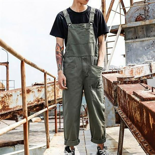 GHSOHS Men s Bib Overalls Cotton Rompers Workwear Fashion Lightweight Jumpsuit with Pockets Relaxed Fit Casual Jumpsuits with Large Pockets Work
