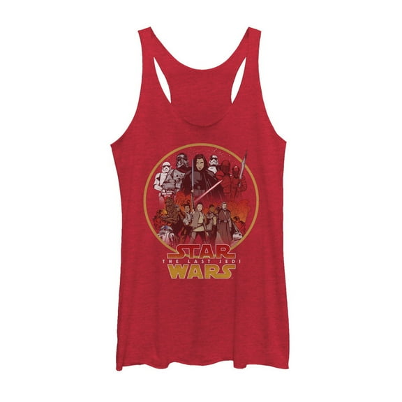 Women's Star Wars The Last Jedi Group Circle Racerback Tank Top Red Heather X Large