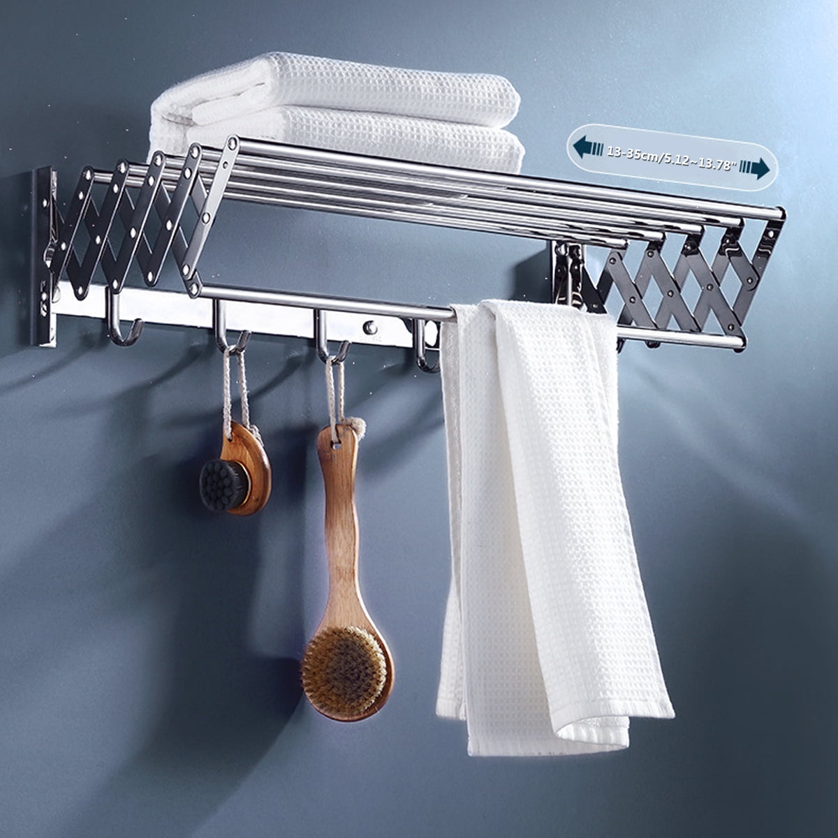 Stainless Steel Wall Mount Expandable Laundry Clothes Towel Drying Rack Hanger