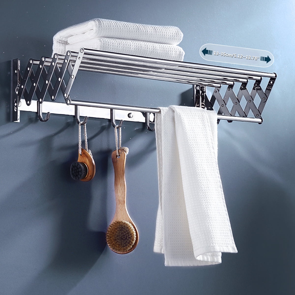 Wall-Mounted Drying Rack Folding Clothes Towel Bathroom Storage Shelf