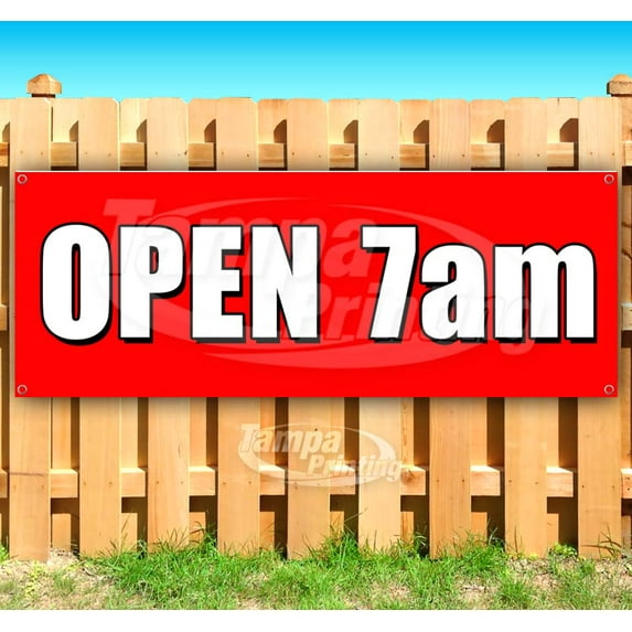 Open 7Am 13 oz Vinyl Banner With Metal Grommets