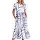 thumbnail image 1 of Vestido de Manga Corta para Mujeres Vestido de Verano de Cuello Redondo Impreso, Poliéster de Tamaño Verdadero Diario Y Vestido de Fiesta, 1 of 5