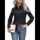 thumbnail image 3 of Camisas de Botones Súper Suaves y Antiarrugas para Mujer, de Larga, Lisas, A Rayas, para Vestir Formalmente en el Trabajo. Negro M, 3 of 10