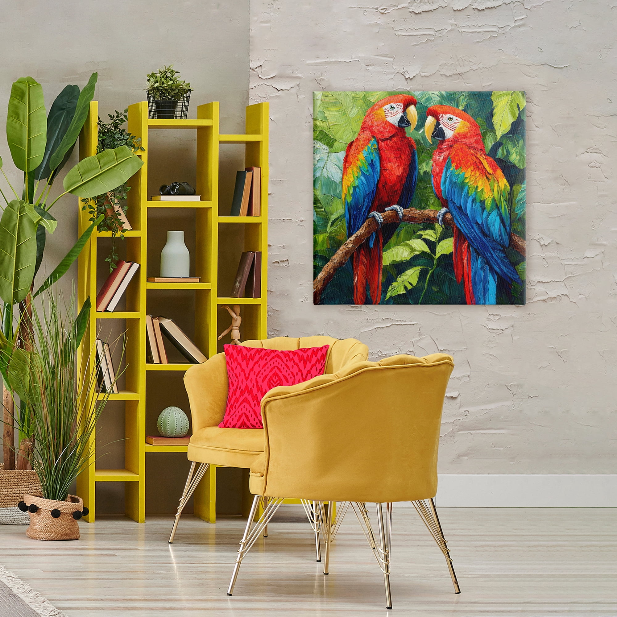 Stupell Industries Tropical Parrot Pair Canvas Wall Art, design by Petal Prints Design