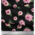 thumbnail image 3 of Soimoi Tissu Georgette Viscose Noir Imprimé Floral Ranunculus & Chrysanthème Tissu au Mètre 42 Pouces de Large, 3 of 5