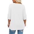 thumbnail image 6 of Vivianyo HD Women's Pleated Square Neck Tunic Top, Roll Tab 3/4 Sleeve Loose Flowy Blouse for Women, Fall Casual Tops for Daily Errands, Sizes L-5XL, 6 of 8