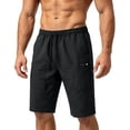 thumbnail image 4 of Ceisia Men's Casual Cargo Shorts Elastic Waist Drawstring With Multi Pockets Quick Dry Solid Color Work Shorts Black XXXXL Gift, 4 of 5