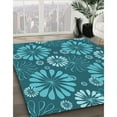 thumbnail image 2 of Ahgly Company Indoor Square Patterned Teal Green Area Rugs, 5' Square, 2 of 6