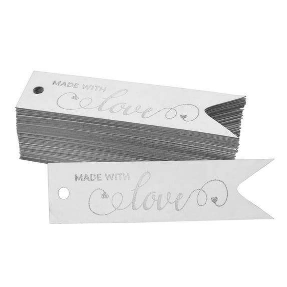 Inkdotpot Real Silver Foil Made With Love Text Tags Favor Hang Paper Tags 100 Pieces